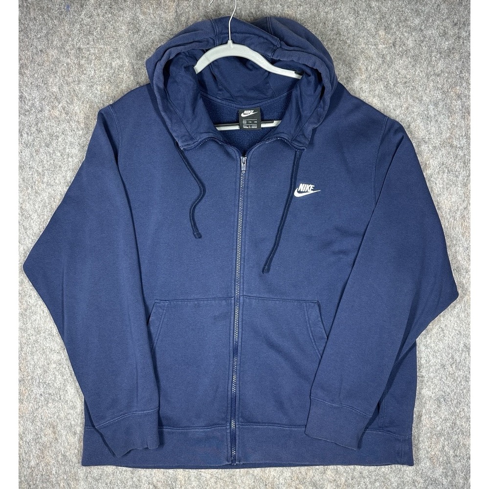 Nike Club Fleece Full Zip Hoodie 2XL Navy Blue BV2645-410 Mens Sweatshirt